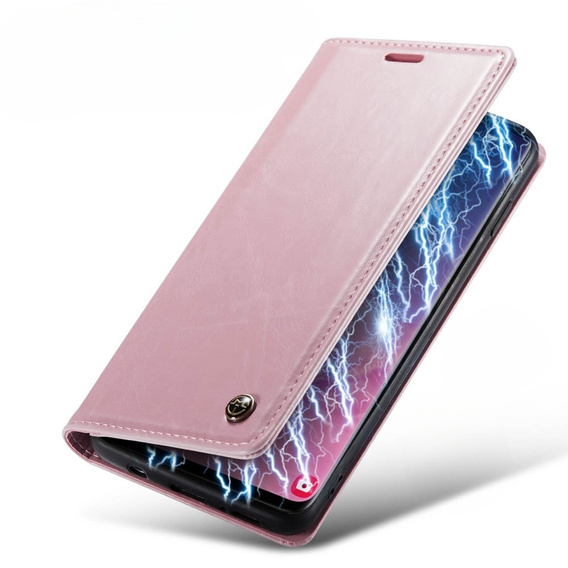 Etui z klapką CASEME do Samsung Galaxy S10+ Plus, Waxy Textured, różowe