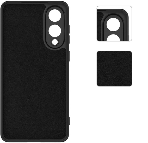 Etui do Samsung Galaxy S25 Edge, Silicone Lite, czarne + szkło 9H