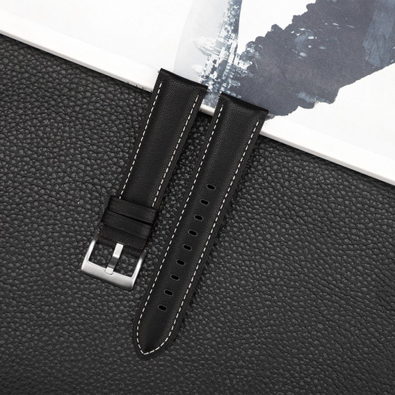 Pasek Skórzany Uniwersalny 20mm, ze srebrną klamrą, Czarny