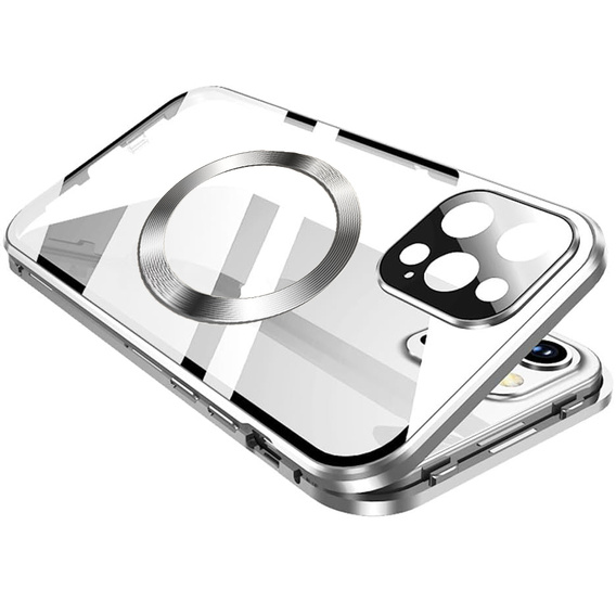 Etui Magnetic Dual Glass MagSafe do iPhone 16 Pro Max, srebrne