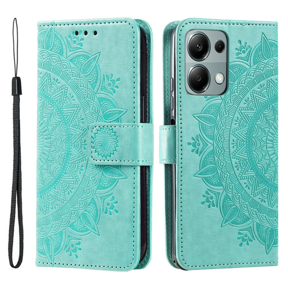 Etui z klapką do Xiaomi Redmi Note 13 Pro 4G / Redmi Note 14S / Poco M6 Pro 4G, Mandala Flower, zielone