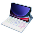 Etui z podświetlaną klawiaturą bluetooth touchpad do Samsung Galaxy Tab S10 Lite / S10 FE / S9 FE, jasnoniebieskie