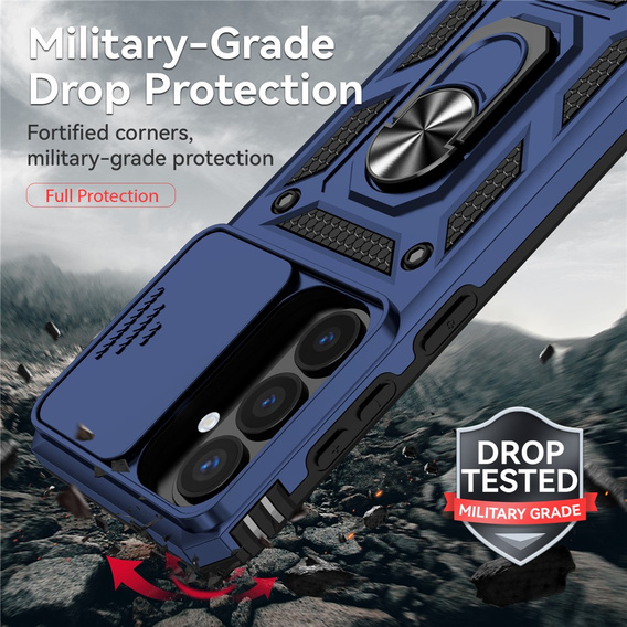 Etui pancerne do Samsung Galaxy S26, CamShield Slide, niebieskie