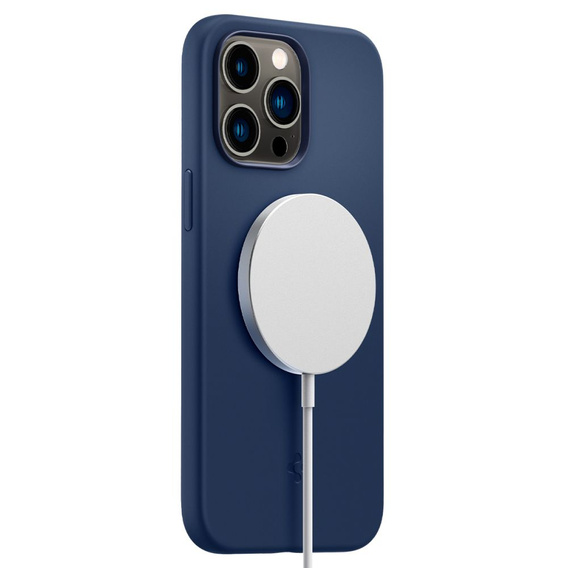 Etui Spigen do iPhone 14 Pro, Silicone Fit MagSafe, Navy Blue