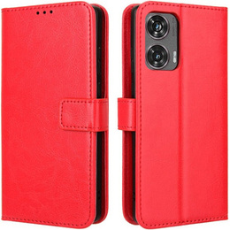 Etui z klapką do Motorola Moto G85, Crazy Horse Wallet, czerwone