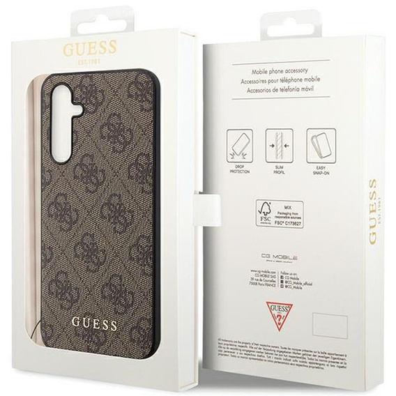 Etui GUESS do Samsung Galaxy S23 FE, 4G Charms Collection Hardcase, brązowe