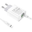 HOCO C80A Ładowarka Sieciowa PD 20W QC3.0 + Kabel USB-C - Lightning 1m, White