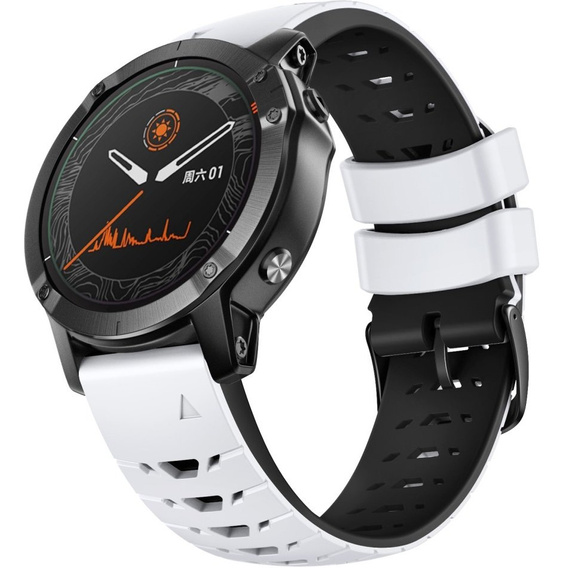 Pasek Silikonowy QuickFit do Garmin Fenix 22mm, Biały/Czarny