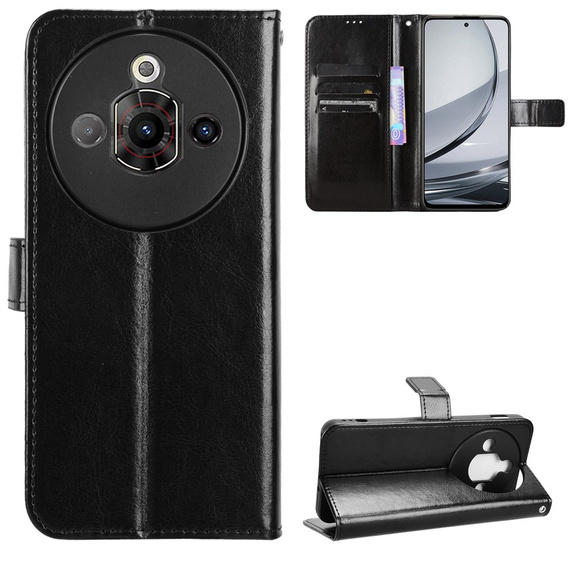 Etui z klapką do Nubia Focus Pro 5G, Crazy Horse Wallet, czarne