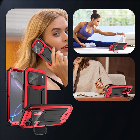 Etui pancerne do iPhone 17 Pro Max, R-JUST, czerwone