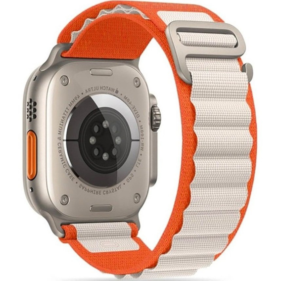 Pasek Nylonowy do Apple Watch 1/2/3/4/5/6/7/8/9/10/11/SE Ultra 1/2/3 42/44/45/46/49mm, Pomarańczowy / Beżowy