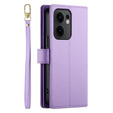 Etui z klapką do Oppo Reno 13F 5G, Wallet Zipper Pocket, fioletowe