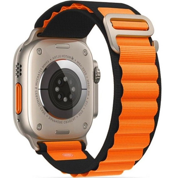 Pasek Nylonowy do Apple Watch 1/2/3/4/5/6/7/8/9/10/11/SE Ultra 1/2/3 42/44/45/46/49mm, Czarny / Pomarańczowy