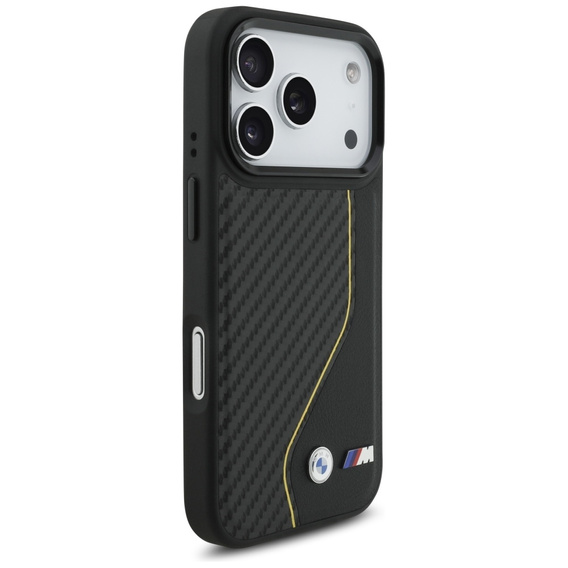 Oryginalne Etui BMW M Carbon Line & Logo MagSafe do iPhone 17 Pro – czarne / żółte