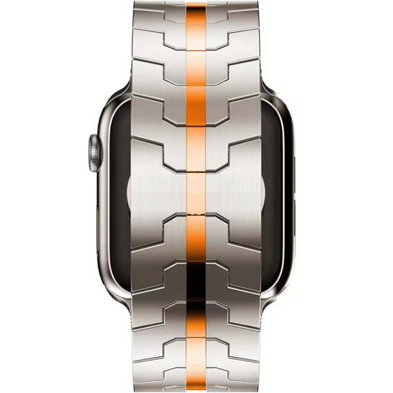 Bransoleta do Apple Watch 1/2/3/4/5/6/7/8/9/10/11/SE Ultra 1/2/3 42/44/45/46/49mm, Tytanowa/Pomarańczowa