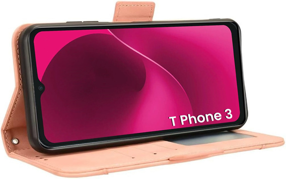 Etui z klapką do T Phone 3 5G, Card Slot, różowe