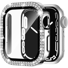 2w1 Etui + Szkło Hartowane do Apple Watch 7/8/9 45mm, Srebrne