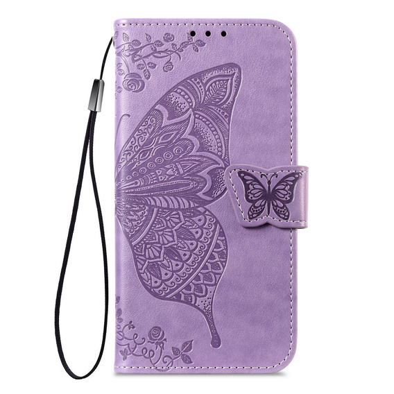 Etui z klapką do Honor Magic 8 Lite, Butterfly, fioletowe