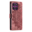 Etui portfelowe z motywem kwiatowym do Motorola Moto G56 5G – Różowe rose gold