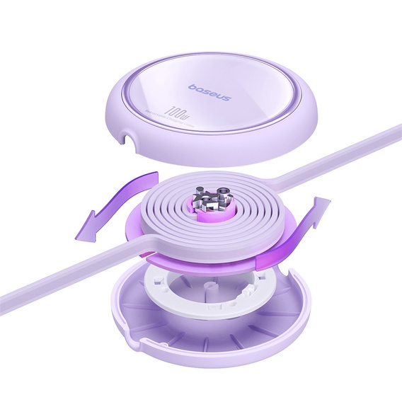 Baseus Free2Draw Mini – zwijany kabel USB‑C 100 W, 1m - fioletowy