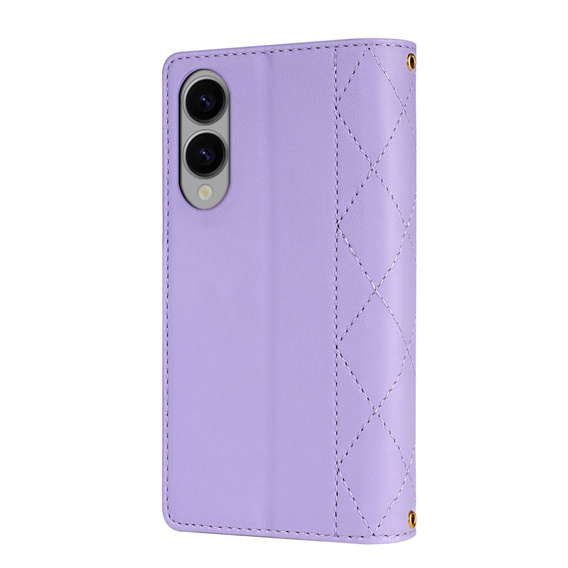 Etui z klapką do Samsung Galaxy S25 Edge, Rhombus Crossbody, fioletowe