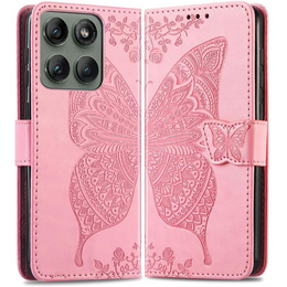 Etui z klapką do Motorola Edge 60 Pro, Butterfly - różowe