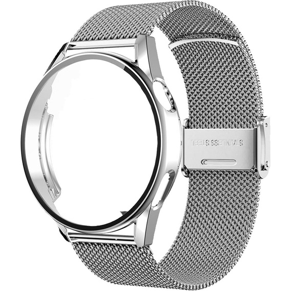Etui z folią ochronną + Bransoleta Milanese do Huawei Watch 3 46mm, Silver