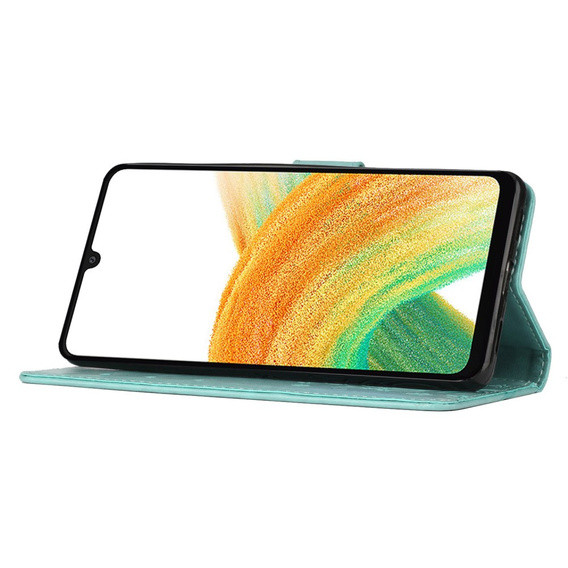 Etui z klapką do Samsung Galaxy A25 5G, Butterfly, miętowe + szkło 9H