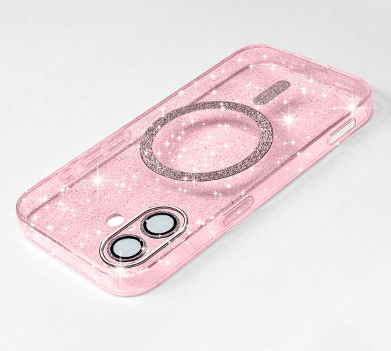 Etui do iPhone 17, ERBORD Glitter MagSafe, różowe