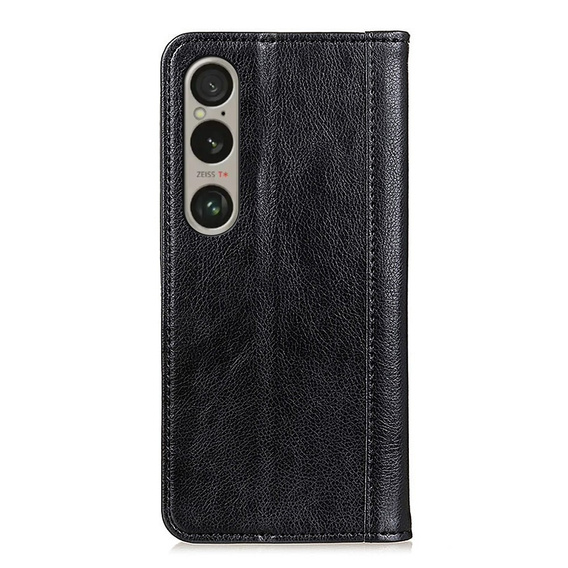 Etui z klapką do Sony Xperia 1 VI, Split Leather, czarne