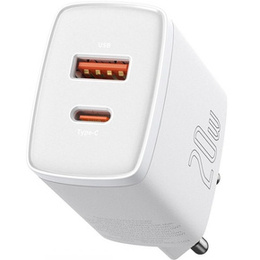 Baseus Compact PD 20W – ładowarka sieciowa z portami USB-C i USB-A, biała