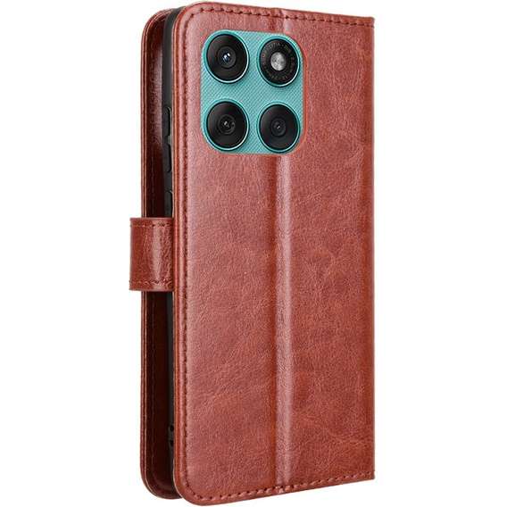 Etui z klapką do Motorola Edge 60 Fusion, Crazy Horse Wallet, brązowe