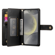 Etui z klapką do Samsung Galaxy S25, Wallet Zipper Pocket, czarne