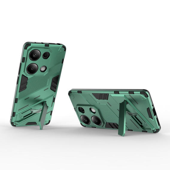 Etui do Xiaomi Redmi Note 13 Pro 4G / Xiaomi Redmi Note 14S / Xiaomi Poco M6 Pro 4G, Military kickstand, zielone