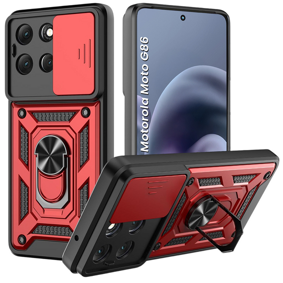 Etui pancerne do Motorola Moto G86 5G, CamShield Slide, czerwone