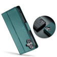Etui do iPhone 17, ERBORD Glossy Litchi, portfel z klapką, zielone