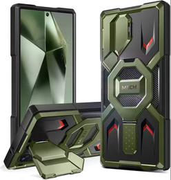 Etui do Samsung Galaxy S24 Ultra, Tongate MECH MagSafe Series, zielone + Szkło Hartowane 9H