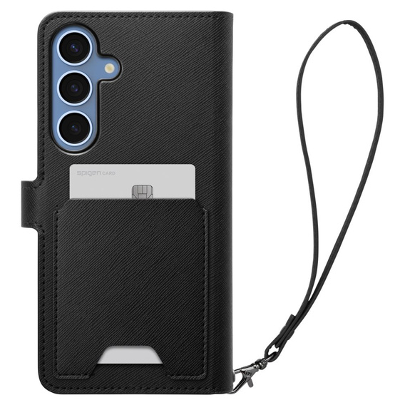 Etui Spigen Wallet "S" do Samsung Galaxy S25+ Plus, Czarne + Szkło Hartowane 9H
