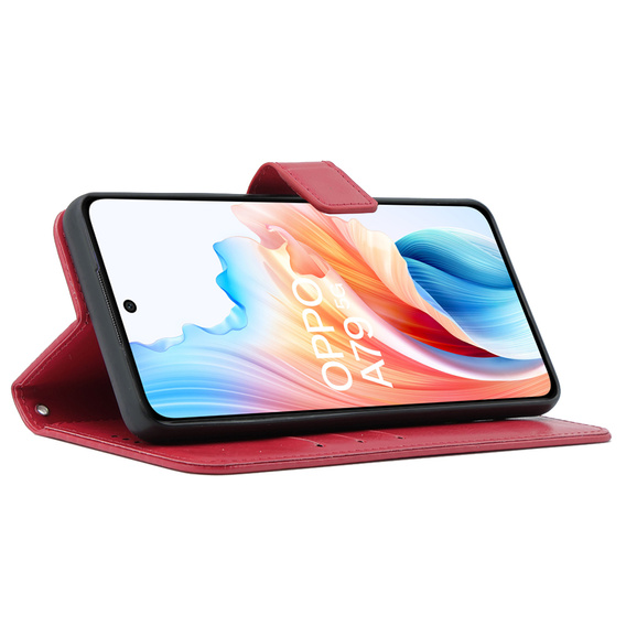 Etui z klapką do Oppo A79 5G, Crazy Horse Wallet, czerwone
