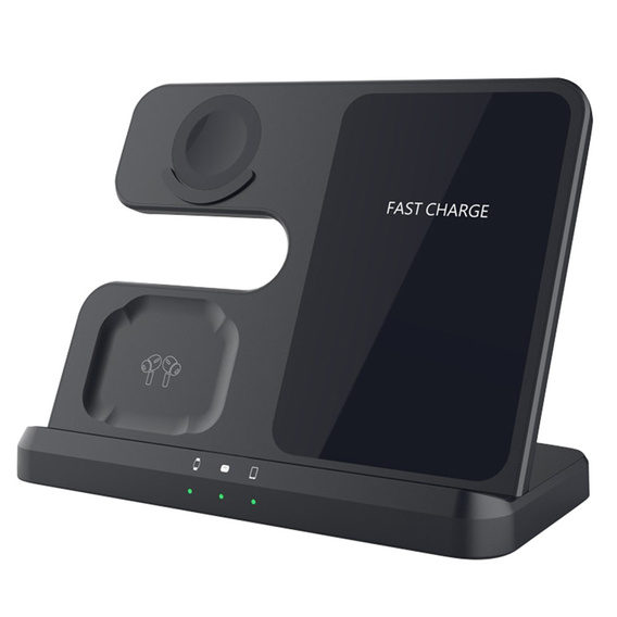 Ładowarka Bezprzewodowa Indukcyjna 3w1 QI Szybka do Samsung S25 S24 S23 Galaxy Watch Buds Stacja czarna
