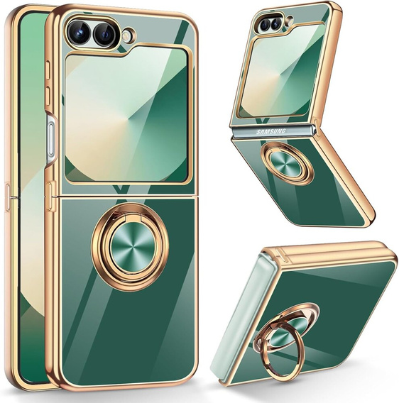 Etui do Samsung Galaxy Z Flip7 FE / Z Flip6, Electro Ring, zielone