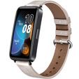 Pasek Skórzany do Huawei Band 10 / 9 / 8, z teksturą w kratkę, Różowy