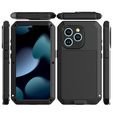 Etui do iPhone 15 Pro Max, pancerne, z wbudowanym szkłem, czarne