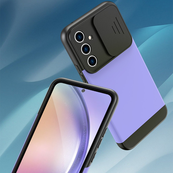 Etui do Samsung Galaxy A54 5G, ERBORD Cam Slider, fioletowe + Szkło hartowane