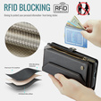 Etui CASEME do Samsung Galaxy S25 FE, RFID Leather Wallet, z paskiem na ramię, czarne