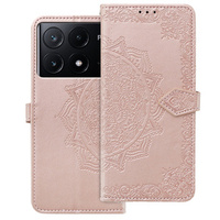 Etui z klapką do Xiaomi Poco X6 Pro 5G, Mandala, różowe rose gold