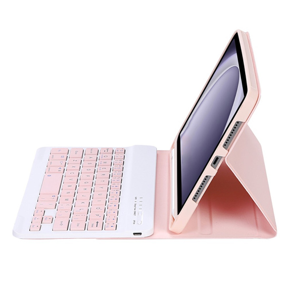 Etui z klawiaturą do Samsung Galaxy Tab A9, Leather Pen Slot, różowe rose gold