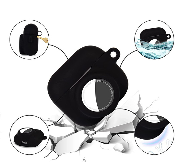 Etui Silicone na Słuchawki Apple AirPods 3, z miejscem na AirTag 2 / 1, Black