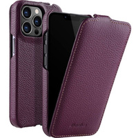 Etui MELKCO z klapką do iPhone 14 Pro, skórzane, flip, fioletowe