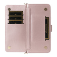 Etui z klapką do Xiaomi Poco F7 Ultra, Crossbody Leather Wallet, różowe